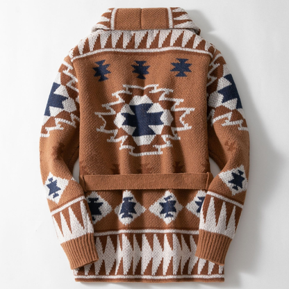 Men's Knitted Cardigan with Shawl Collar and Jacquard Pattern for Warm, Comfortable and Stylish