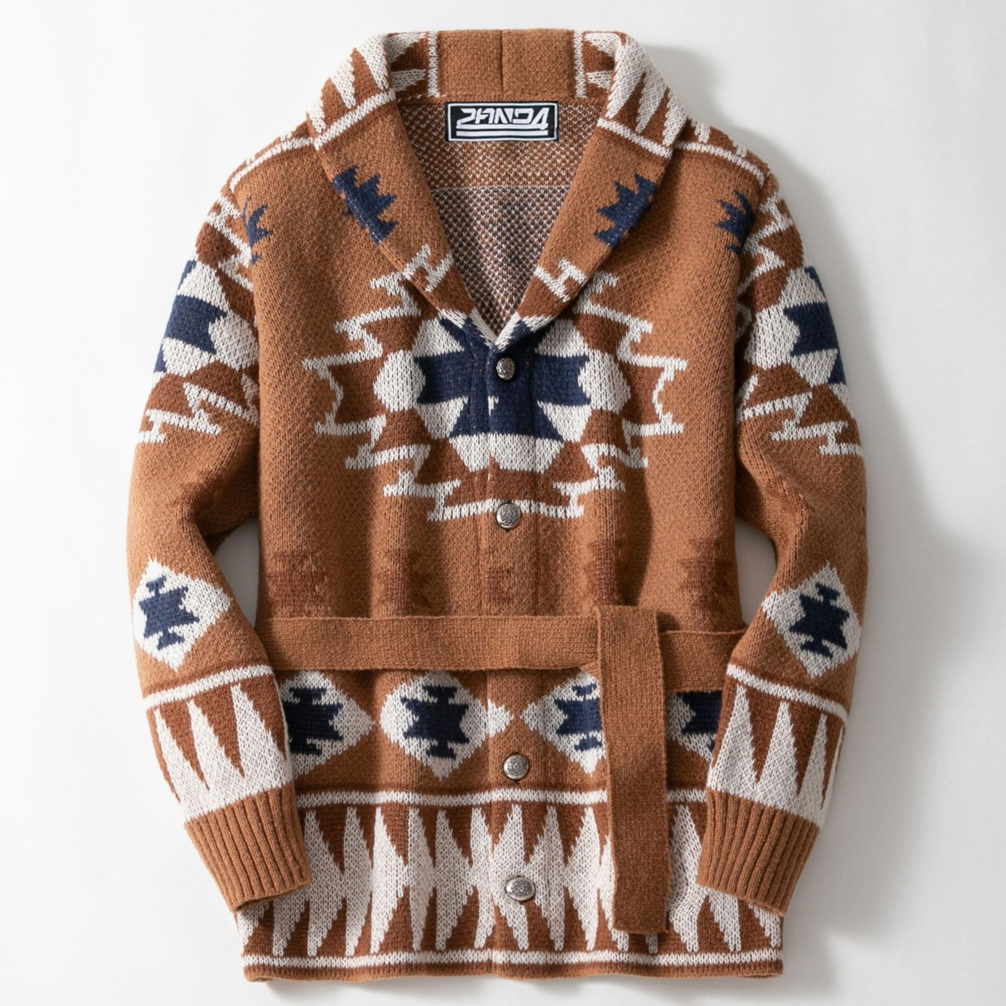 Men's Knitted Cardigan with Shawl Collar and Jacquard Pattern for Warm, Comfortable and Stylish