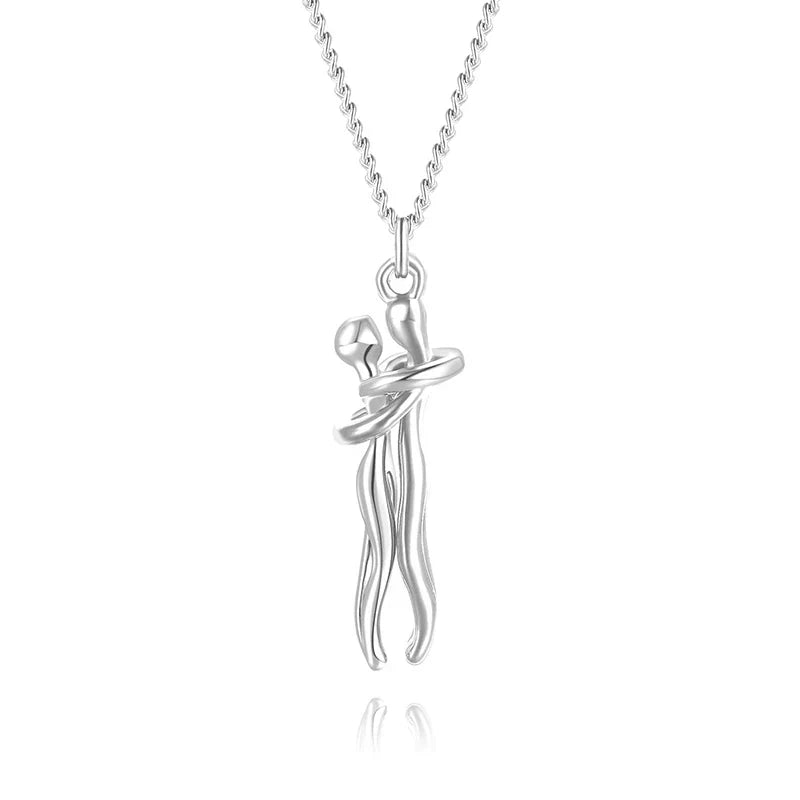 Necklace with Embracing Pendant for Timeless Symbol of Love