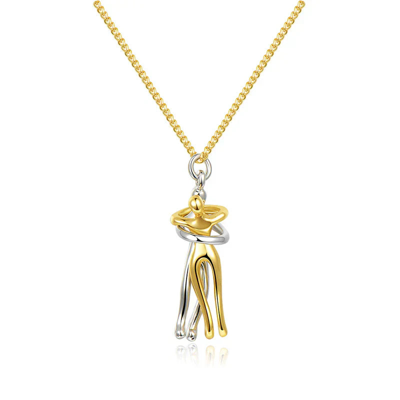 Necklace with Embracing Pendant for Timeless Symbol of Love