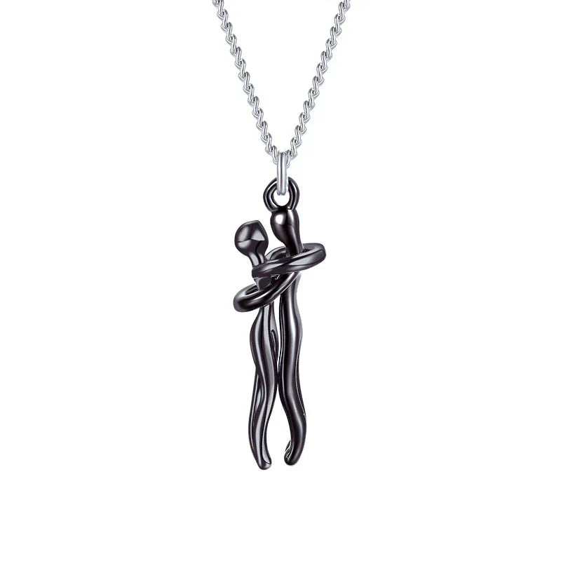 Necklace with Embracing Pendant for Timeless Symbol of Love