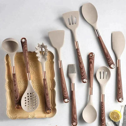 Utensil with 10-Piece Silicone Kitchen Set for Heat Resistant and Suitable for Everyday Use