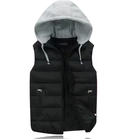 Men's Padded Gilet with Hood for Warmth and Casual Comfort