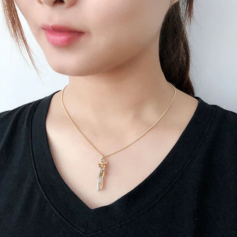 Necklace with Embracing Pendant for Timeless Symbol of Love