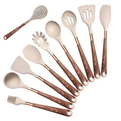 Utensil with 10-Piece Silicone Kitchen Set for Heat Resistant and Suitable for Everyday Use