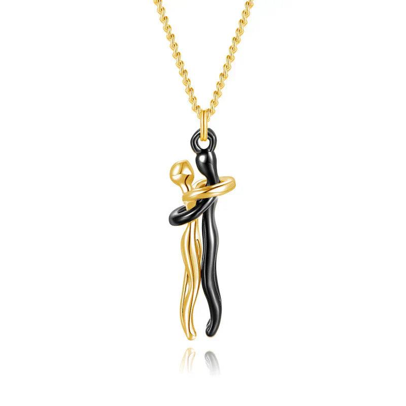 Necklace with Embracing Pendant for Timeless Symbol of Love