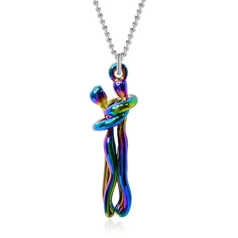 Necklace with Embracing Pendant for Timeless Symbol of Love