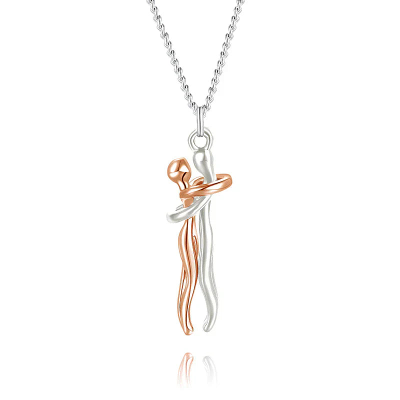Necklace with Embracing Pendant for Timeless Symbol of Love