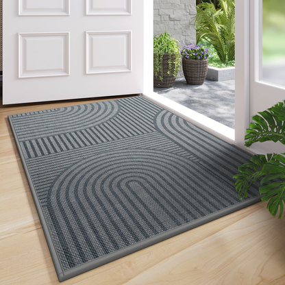 Door Mat with Anti-Slip Ribbed Pattern for Indoor and Outdoor Use