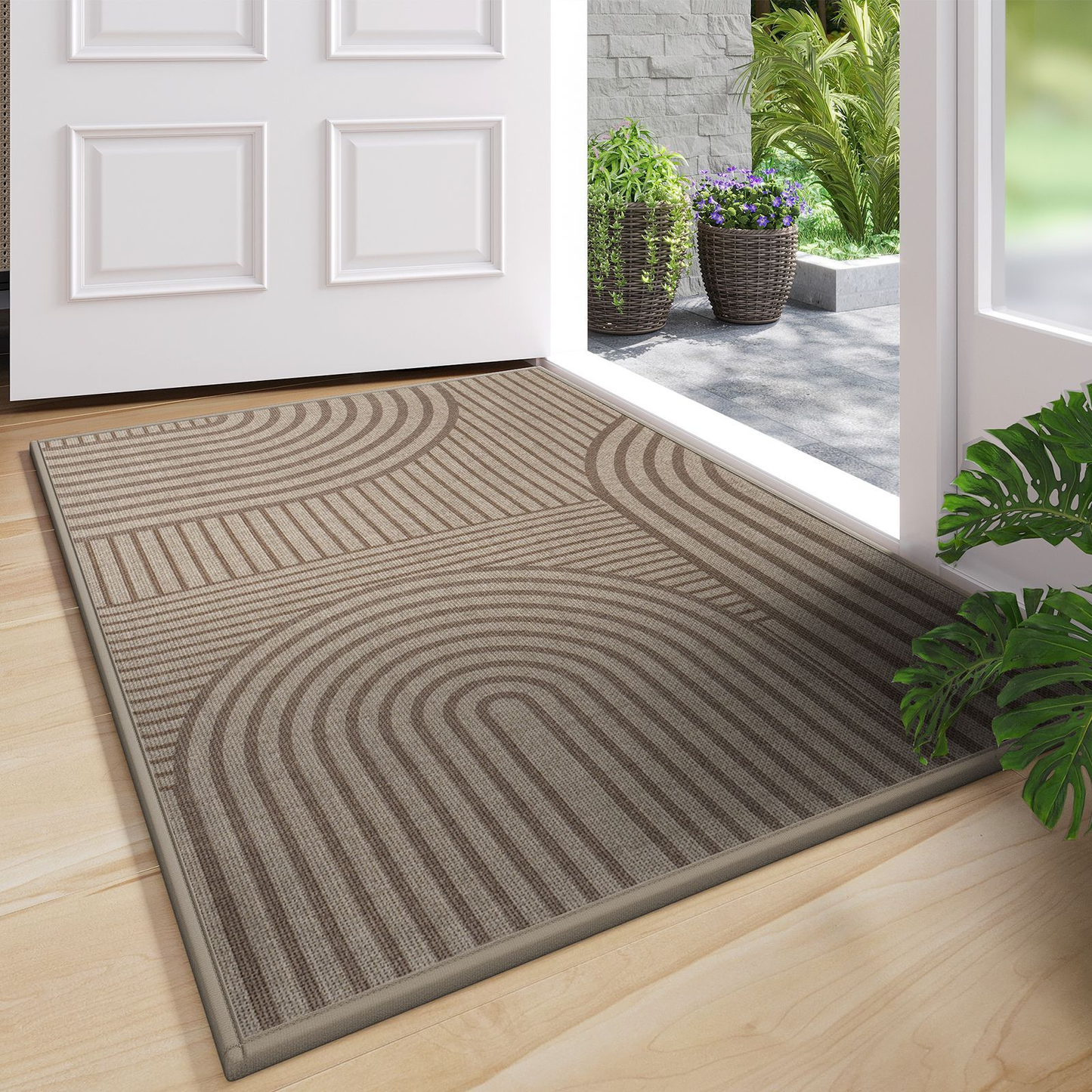 Door Mat with Anti-Slip Ribbed Pattern for Indoor and Outdoor Use