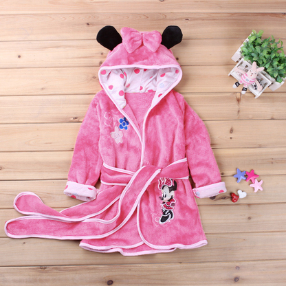 Soft Children's Bathrobe with Ears and Bow for Warm and Comfortable Nightwear