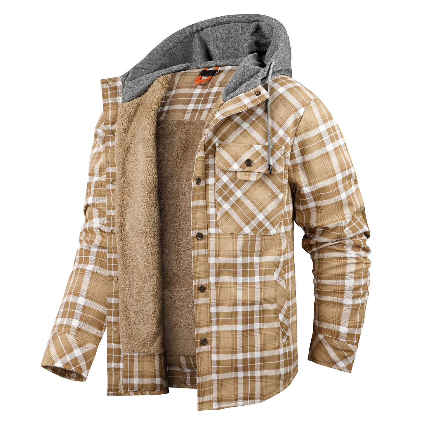 Padded Men's Flannel Jacket with Hood for Warm, Breathable and Practical