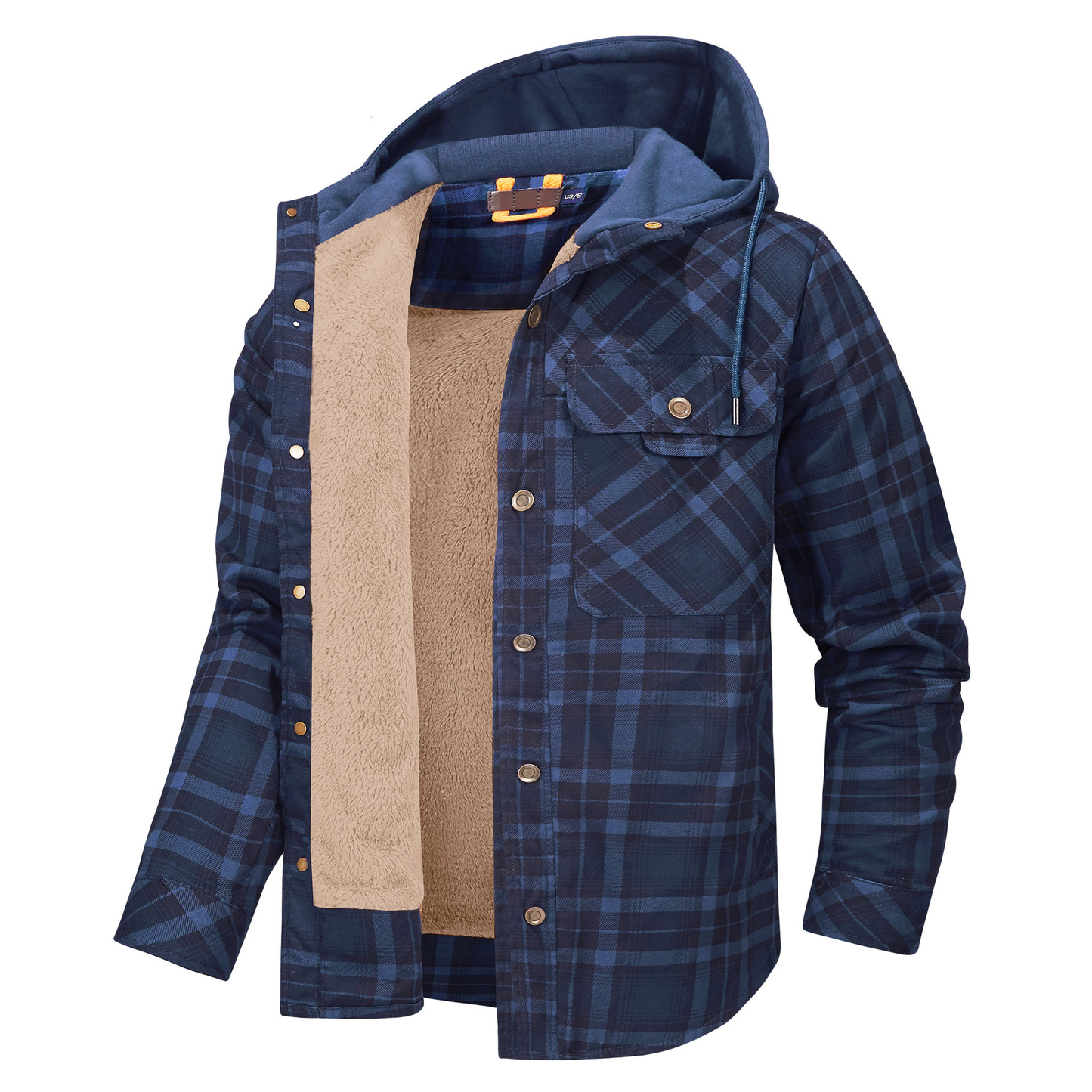 Padded Men's Flannel Jacket with Hood for Warm, Breathable and Practical