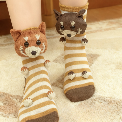 Unisex House Socks with 3D Animal Design and Non-Slip for Warm and Comfortable