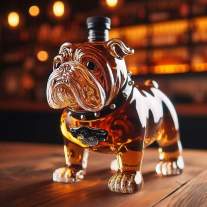 Dog with Decorative Whisky Decanter with Motif for Stylish Glass for Home Bar