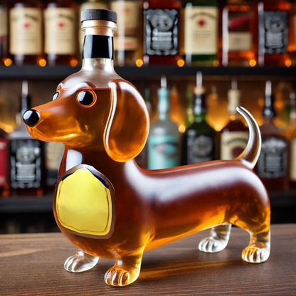 Dog with Decorative Whisky Decanter with Motif for Stylish Glass for Home Bar