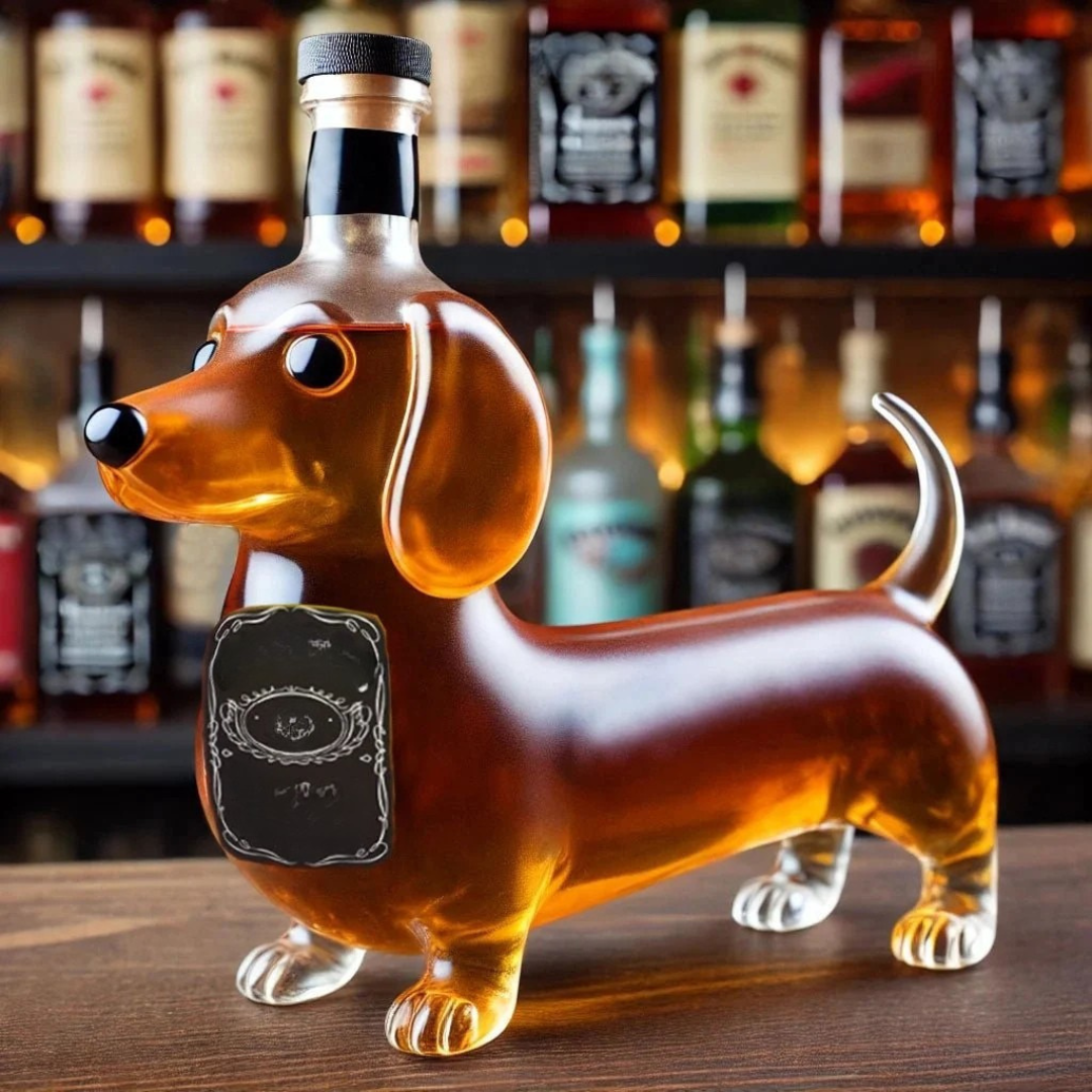 Dog with Decorative Whisky Decanter with Motif for Stylish Glass for Home Bar