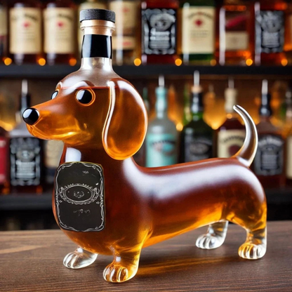 Dog with Decorative Whisky Decanter with Motif for Stylish Glass for Home Bar