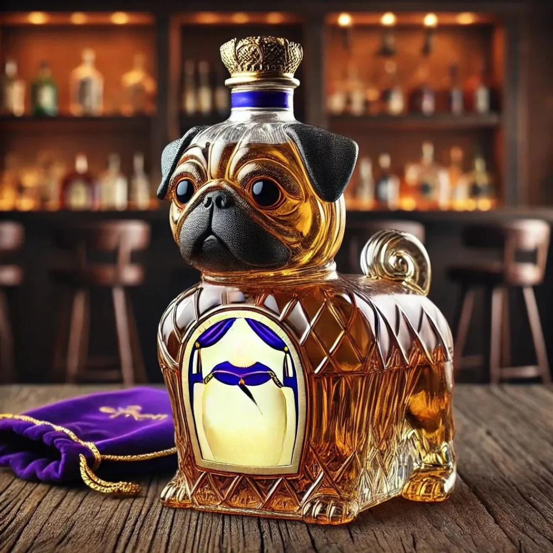 Dog with Decorative Whisky Decanter with Motif for Stylish Glass for Home Bar