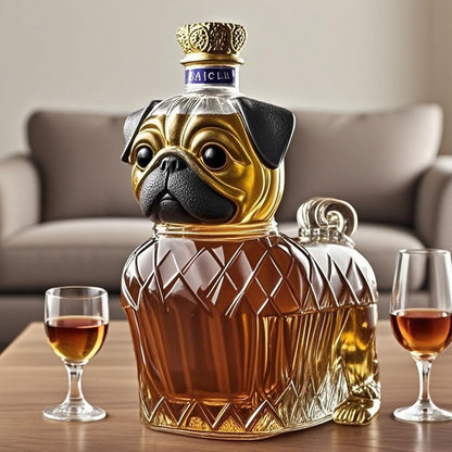 Dog with Decorative Whisky Decanter with Motif for Stylish Glass for Home Bar