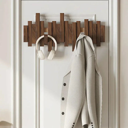 Hook with Pianowood Wall Rack for Modern Wooden Organiser for Home
