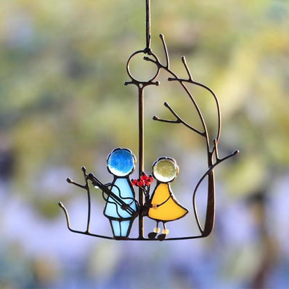 Light with Glass Sun Catcher with Decorative Design for Atmospheric Reflections Indoors