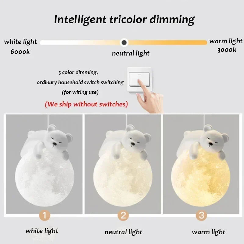 Pendant Light with Children's Room Bear or Rabbit Design for Warm and Soothing Lighting