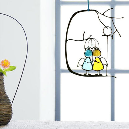 Light with Glass Sun Catcher with Decorative Design for Atmospheric Reflections Indoors