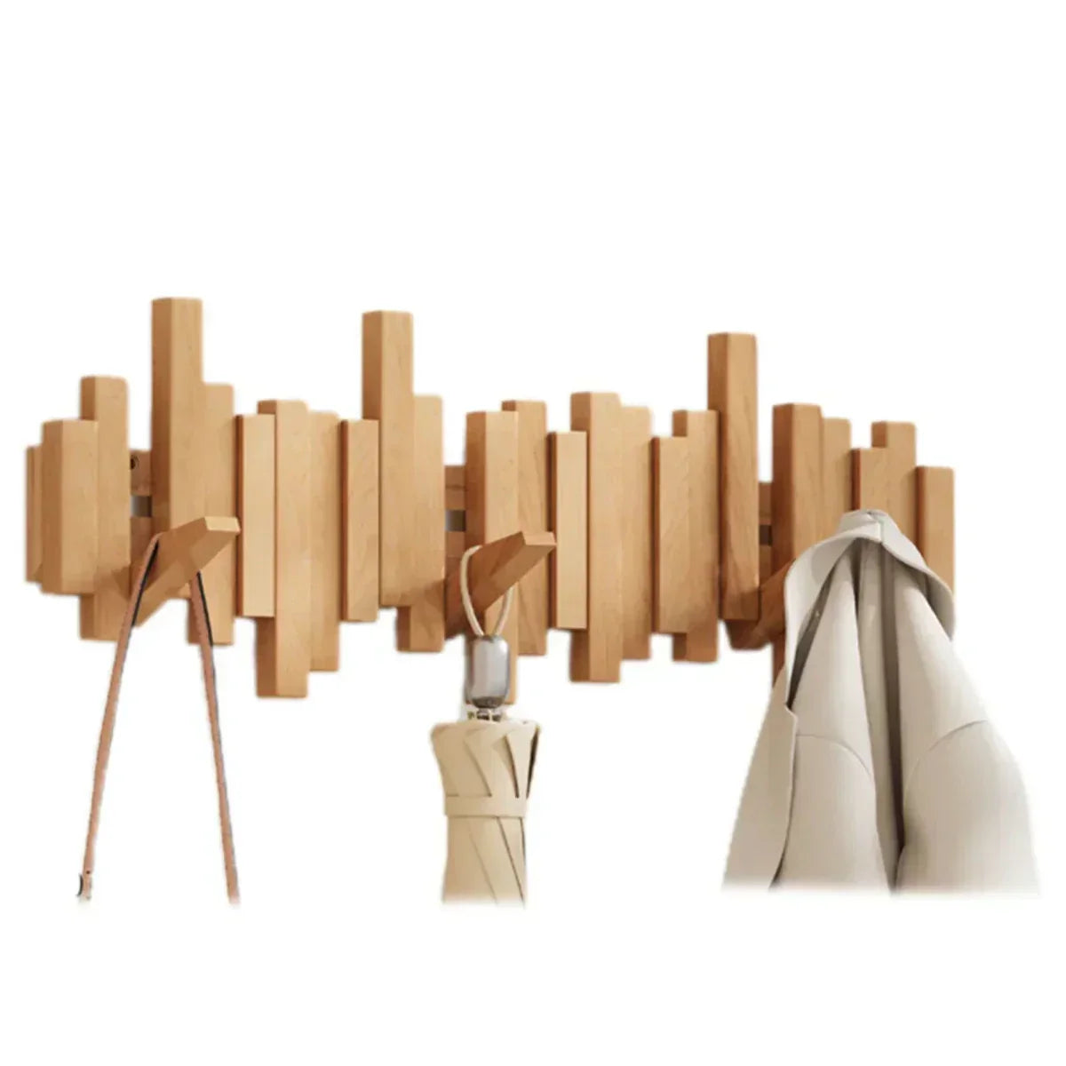 Hook with Pianowood Wall Rack for Modern Wooden Organiser for Home