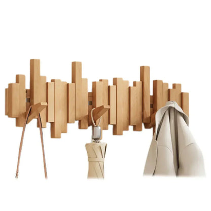 Hook with Pianowood Wall Rack for Modern Wooden Organiser for Home