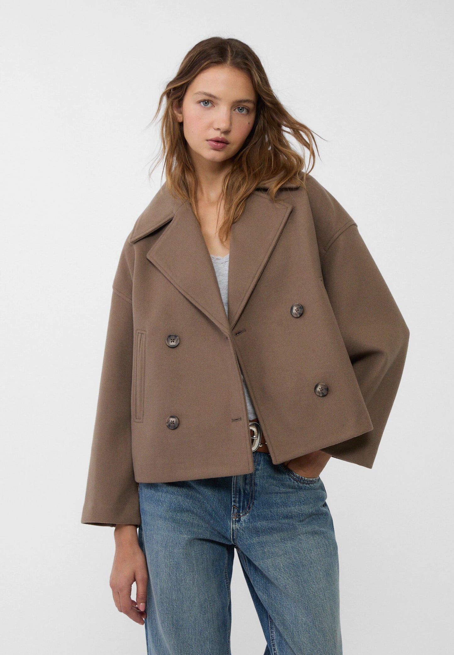 Short Double-Breasted Ladies' Jacket with an Elegant Fit for Autumn Winter