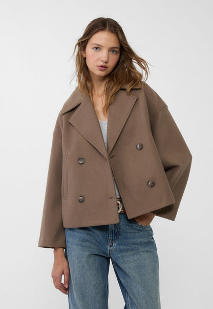 Short Double-Breasted Ladies' Jacket with an Elegant Fit for Autumn Winter