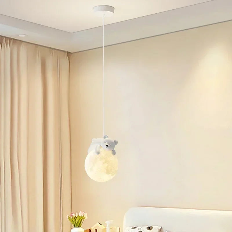 Pendant Light with Children's Room Bear or Rabbit Design for Warm and Soothing Lighting