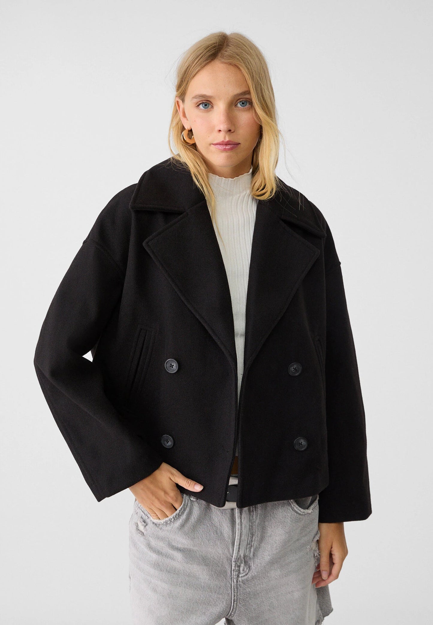 Short Double-Breasted Ladies' Jacket with an Elegant Fit for Autumn Winter