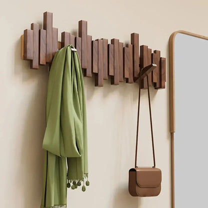 Hook with Pianowood Wall Rack for Modern Wooden Organiser for Home