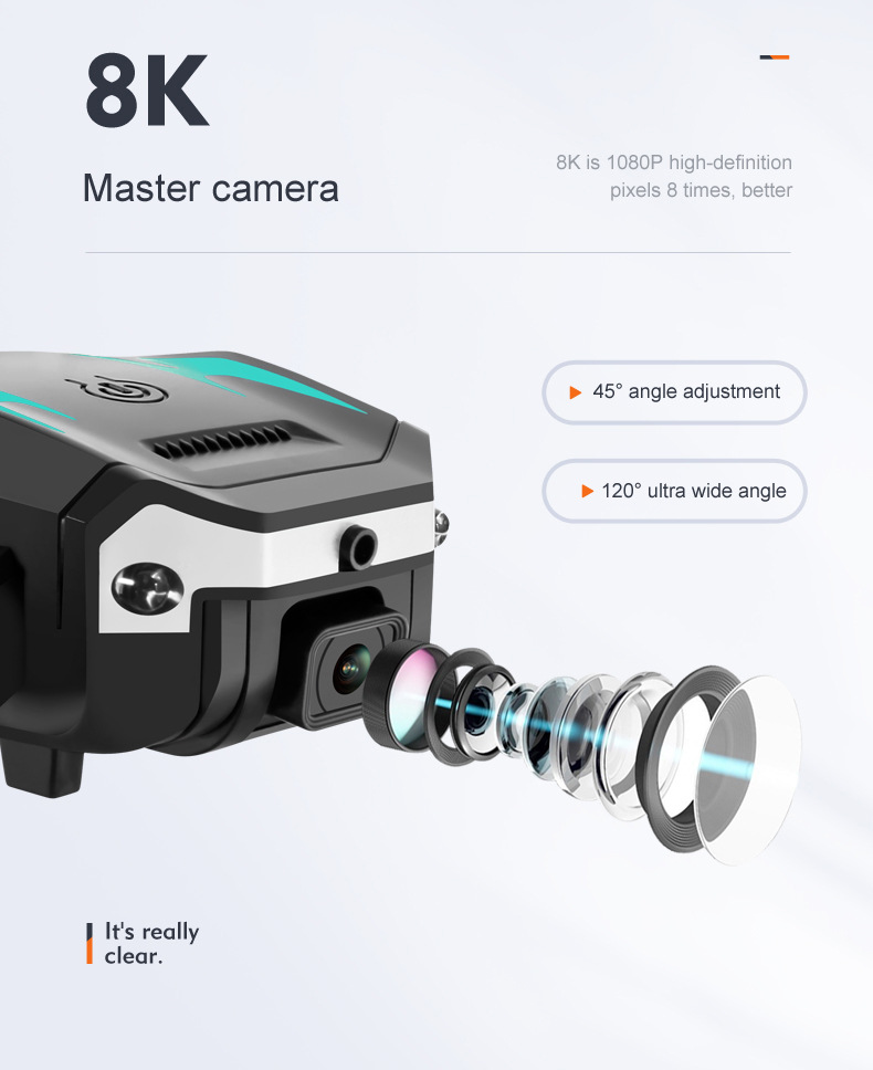 Camera with Foldable 8K Drone with Dual and Obstacle Detection
