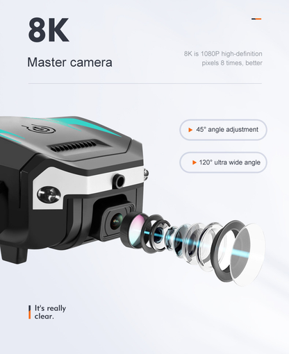Camera with Foldable 8K Drone with Dual and Obstacle Detection