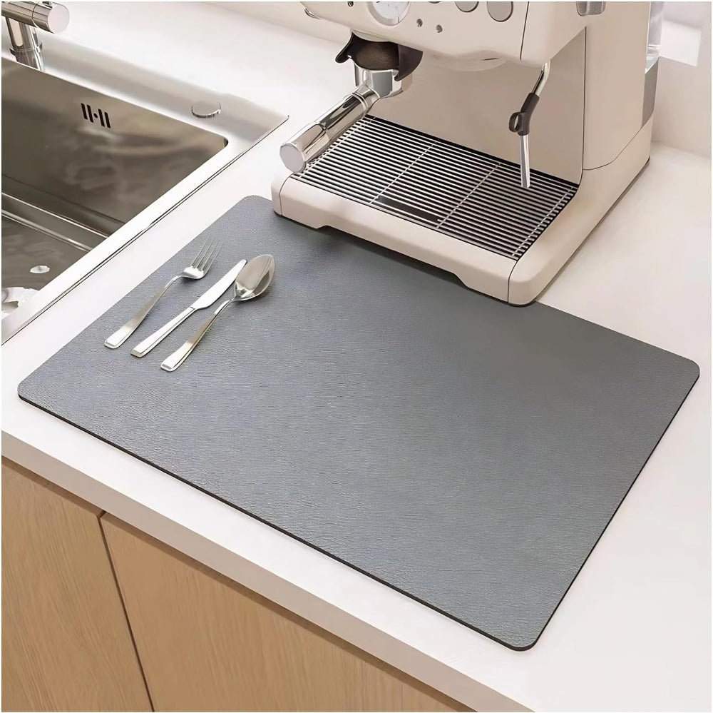 Mat with Fast-Drying Diatomaceous Draining Design for Kitchen Worktop and Sink