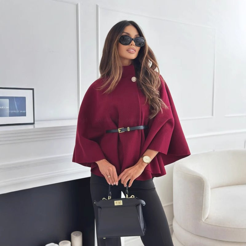 Elegant Cape Women's Coat with Belt for Stylish and Flowing