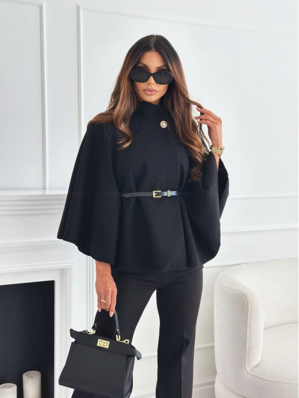 Elegant Cape Women's Coat with Belt for Stylish and Flowing