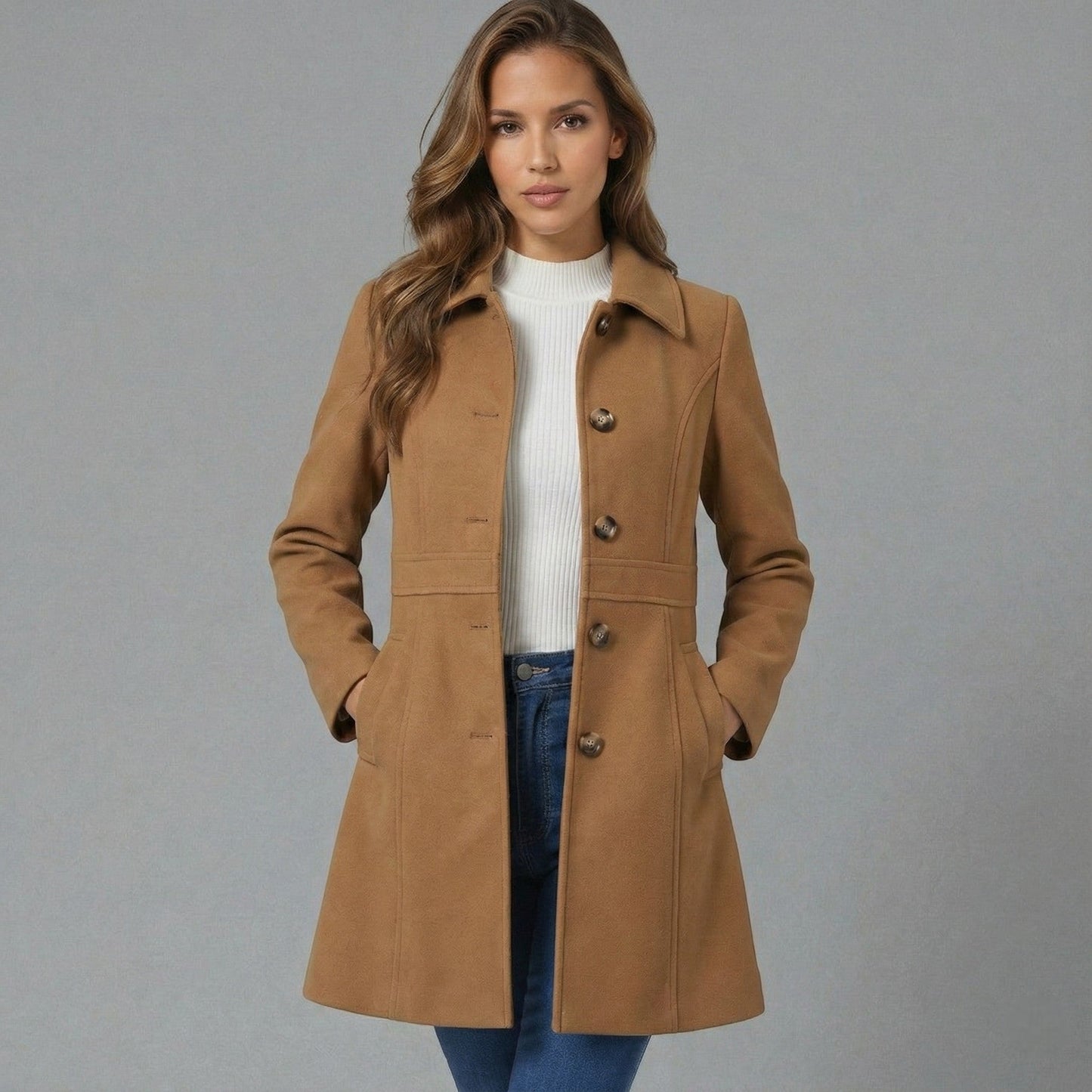 Elegant Women's Coat with a-Line for Warm Comfort and Timeless Appeal