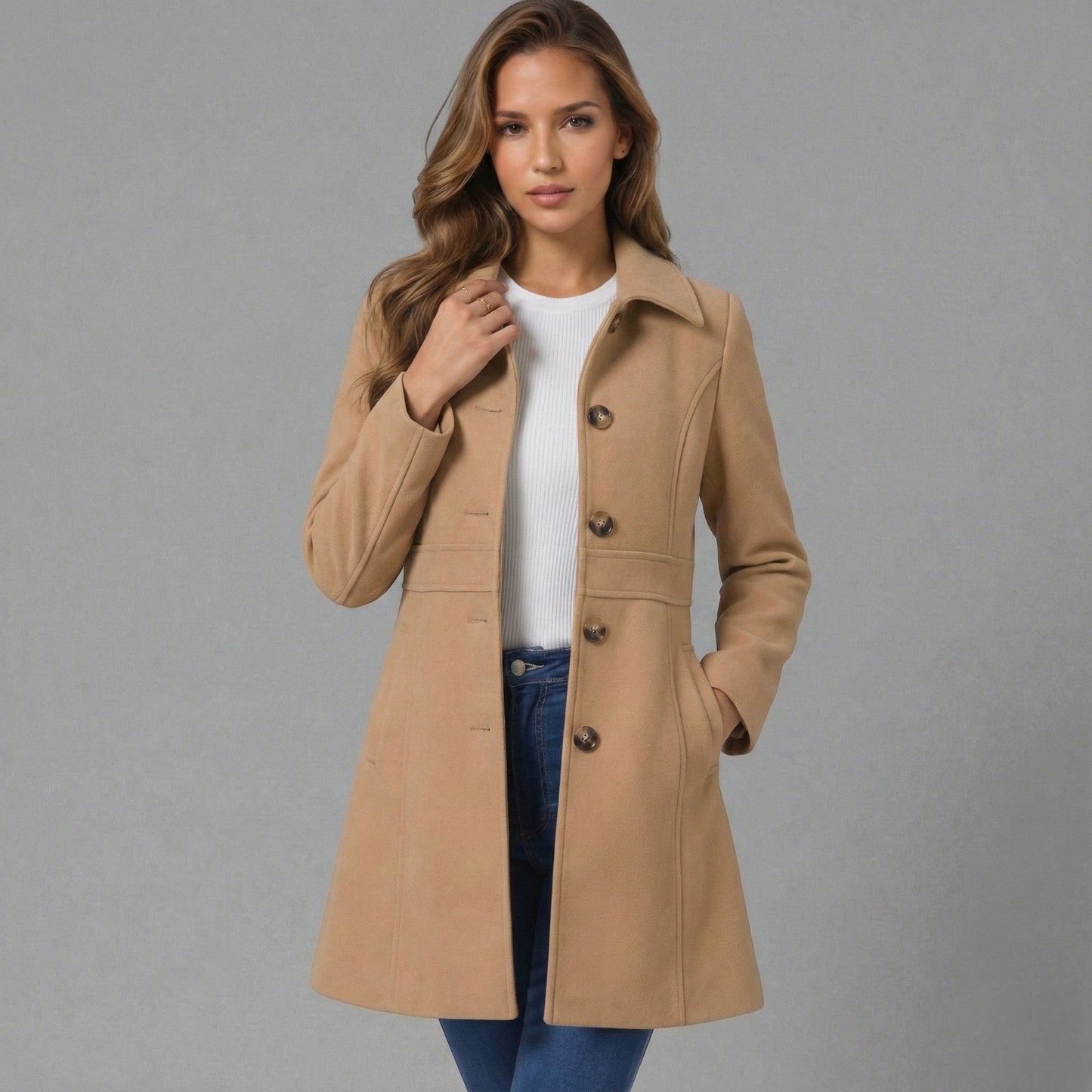 Elegant Women's Coat with a-Line for Warm Comfort and Timeless Appeal