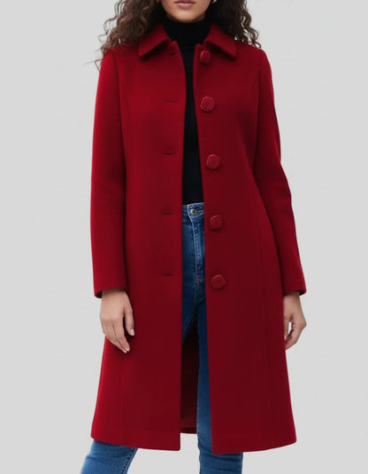 Ladies' Coat with Fit and Flare Silhouette for Button Closure and Timeless Appeal