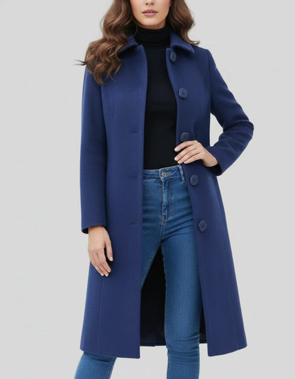 Ladies' Coat with Fit and Flare Silhouette for Button Closure and Timeless Appeal