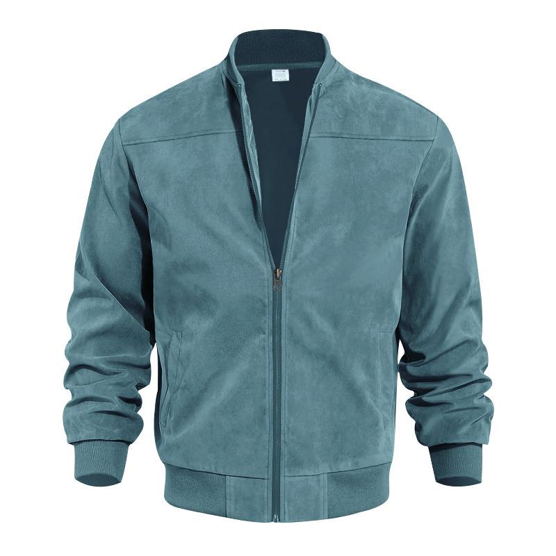 Stand with Men's Summer Jacket with Suede Look and Up Collar
