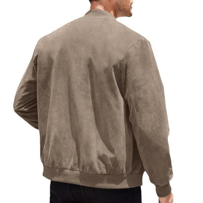 Stand with Men's Summer Jacket with Suede Look and Up Collar