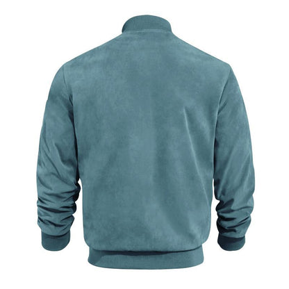 Stand with Men's Summer Jacket with Suede Look and Up Collar