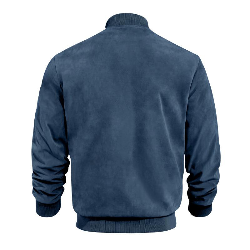 Stand with Men's Summer Jacket with Suede Look and Up Collar