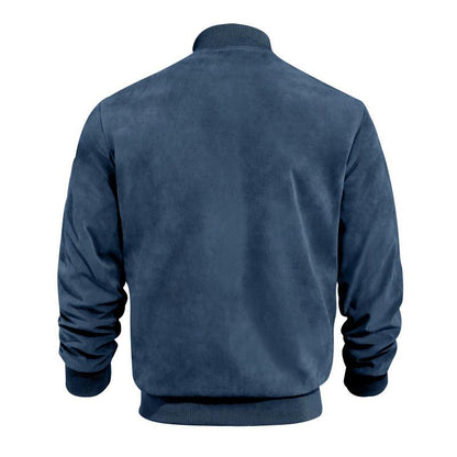 Stand with Men's Summer Jacket with Suede Look and Up Collar