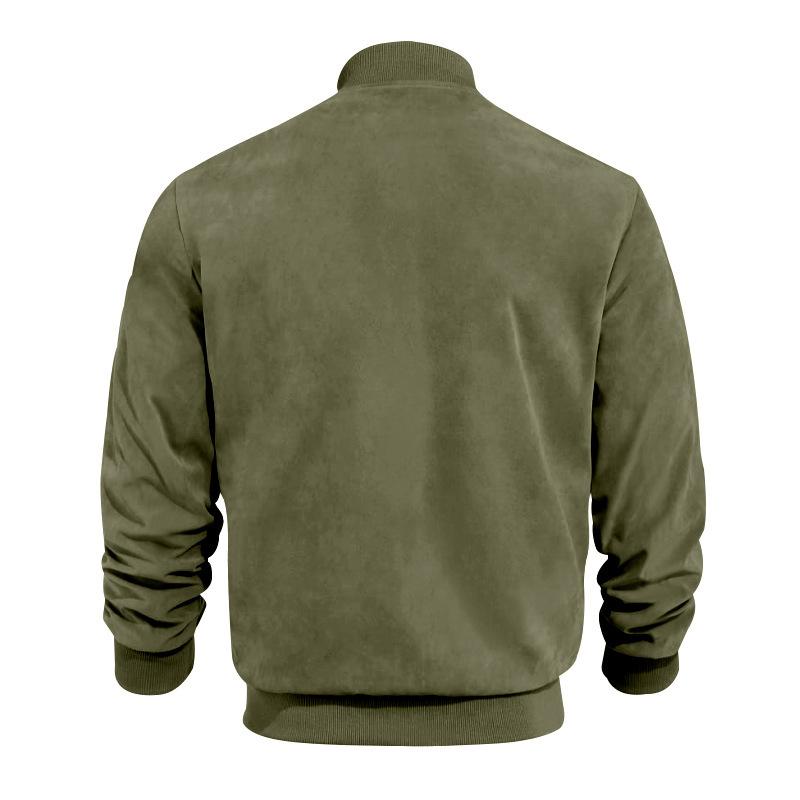 Stand with Men's Summer Jacket with Suede Look and Up Collar